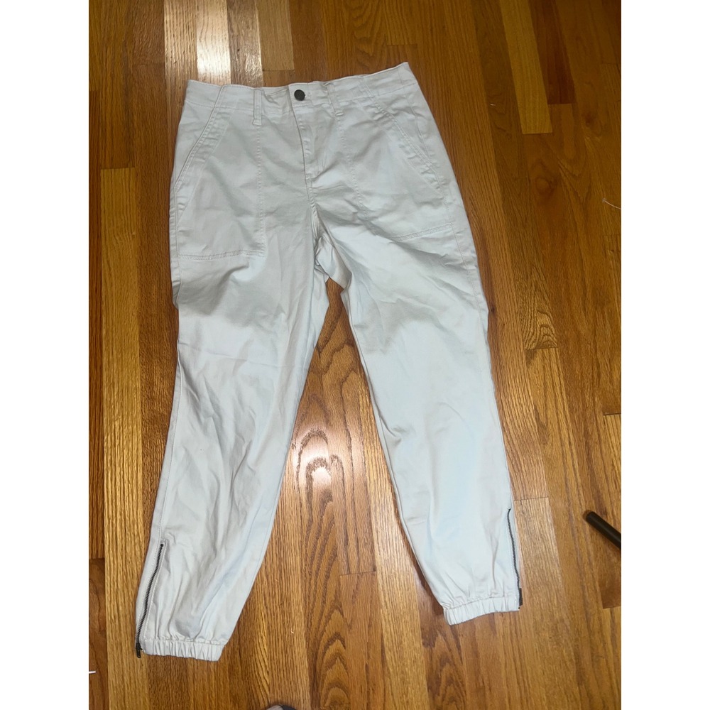Cabi Women khaki Utility Jogger Pants Cargo Pockets Ankle Zip 5284 Size 8